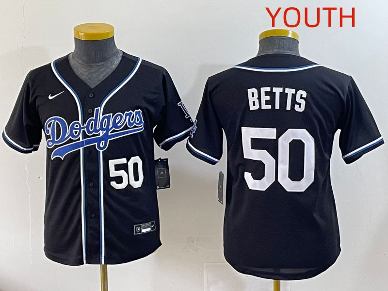Youth 2025 Los Angeles Dodgers 50 Betts Black Three generations Fashion Nike MLB Jersey style 2